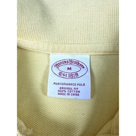 Brooks Brothers Mens Solid YELLOW Performance Polo‎ Shirt Short Sleeve MEDIUM - Picture 6 of 10